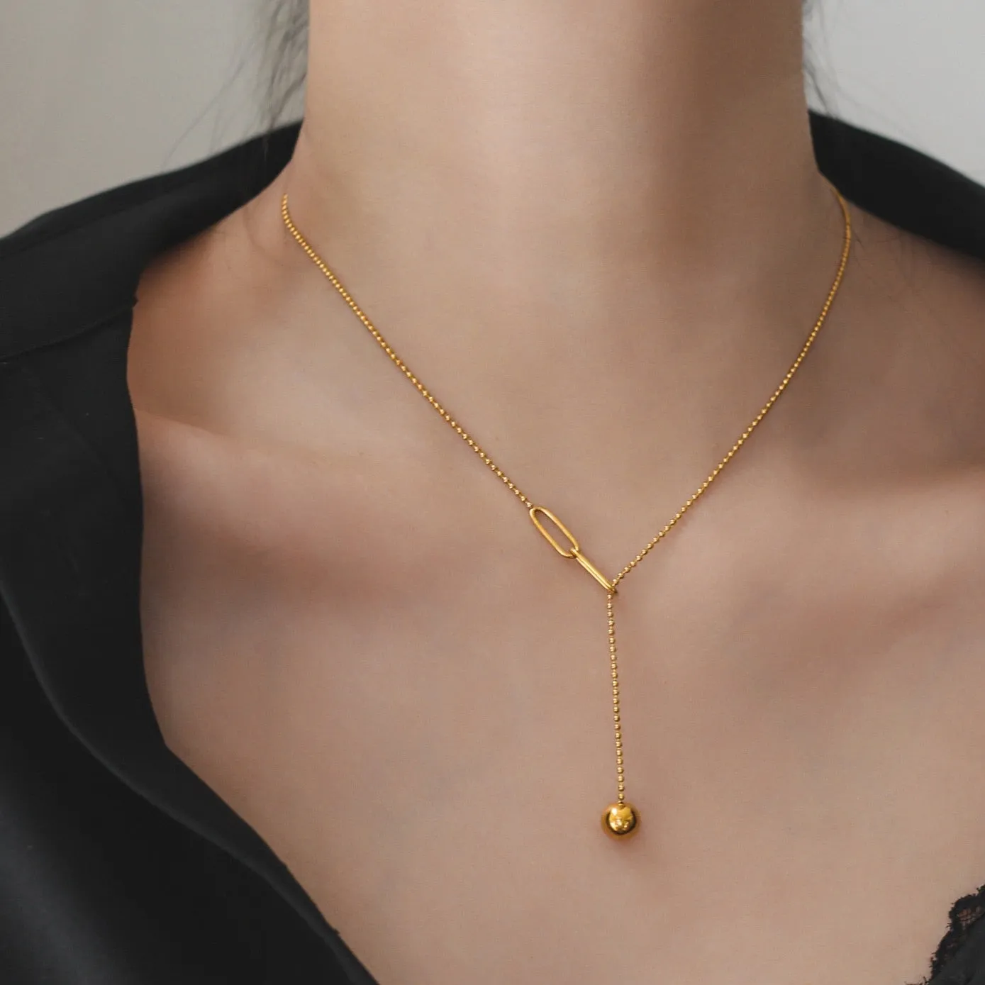 Fashion Casual Spheric Slide Tassel Charms Beaded Chain Choker Necklaces Pendant For Women