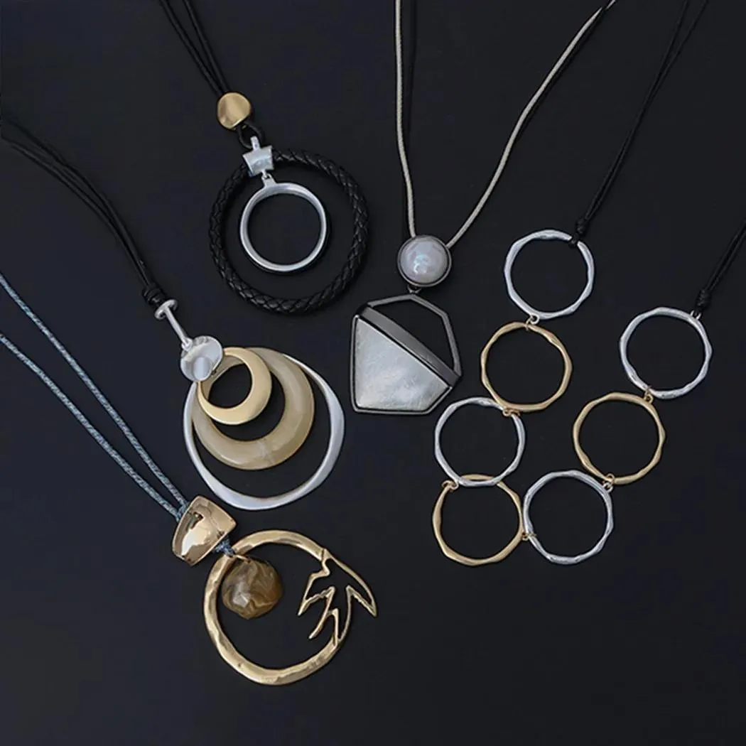 Fashion Long Chains Around the Neck Suspension Necklace Goth Jewelry for Women