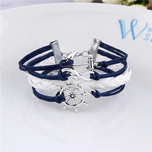 Fashion Womens Bracelet Anchor Hunger of Games Bangles Vintage pulseira Multilayer Bracelets