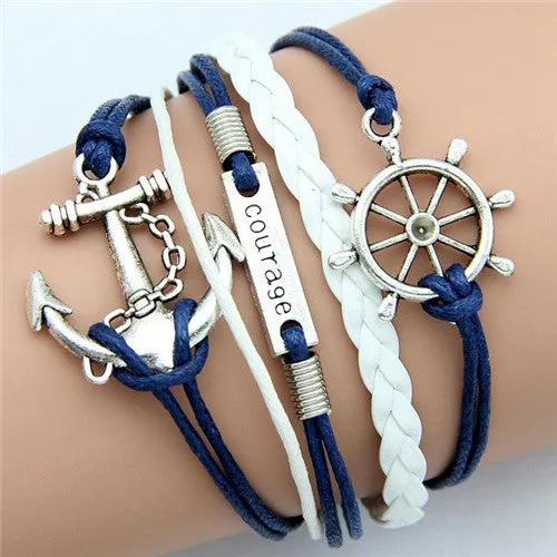 Fashion Womens Bracelet Anchor Hunger of Games Bangles Vintage pulseira Multilayer Bracelets