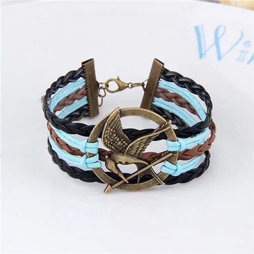 Fashion Womens Bracelet Anchor Hunger of Games Bangles Vintage pulseira Multilayer Bracelets