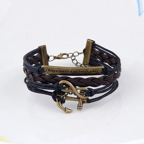 Fashion Womens Bracelet Anchor Hunger of Games Bangles Vintage pulseira Multilayer Bracelets