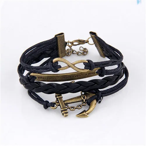 Fashion Womens Bracelet Anchor Hunger of Games Bangles Vintage pulseira Multilayer Bracelets