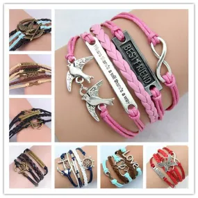 Fashion Womens Bracelet Anchor Hunger of Games Bangles Vintage pulseira Multilayer Bracelets