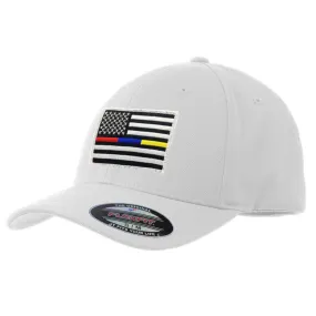 FlexFit Police/Dispatch/Fire American Flag Hat, White