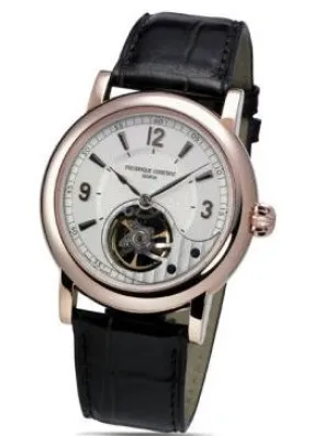 Frederique Constant White Skeleton Dial Black Leather Men's Watch FC-930AS4H9
