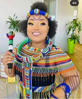 Full set multicolored beaded handmade Zulu necklace with free shipping