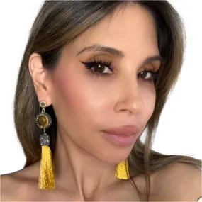 Gemstone & Crystal Tassel Earring