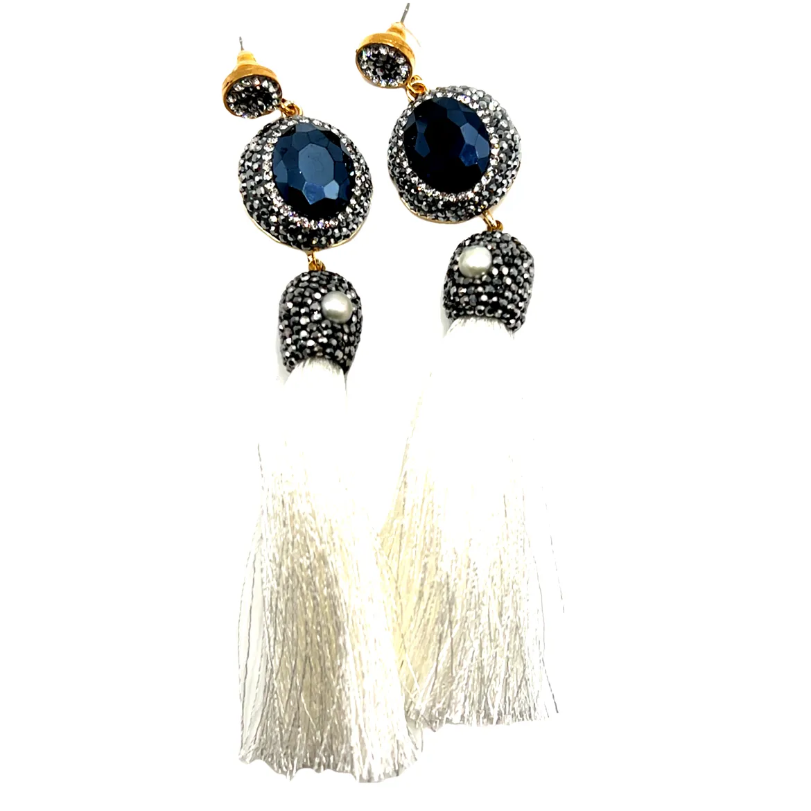 Gemstone & Crystal Tassel Earring
