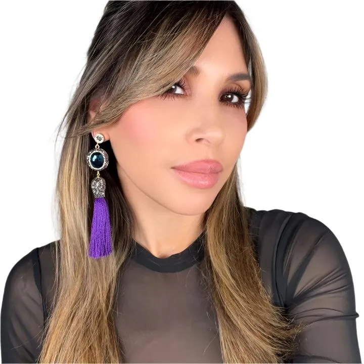 Gemstone & Crystal Tassel Earring
