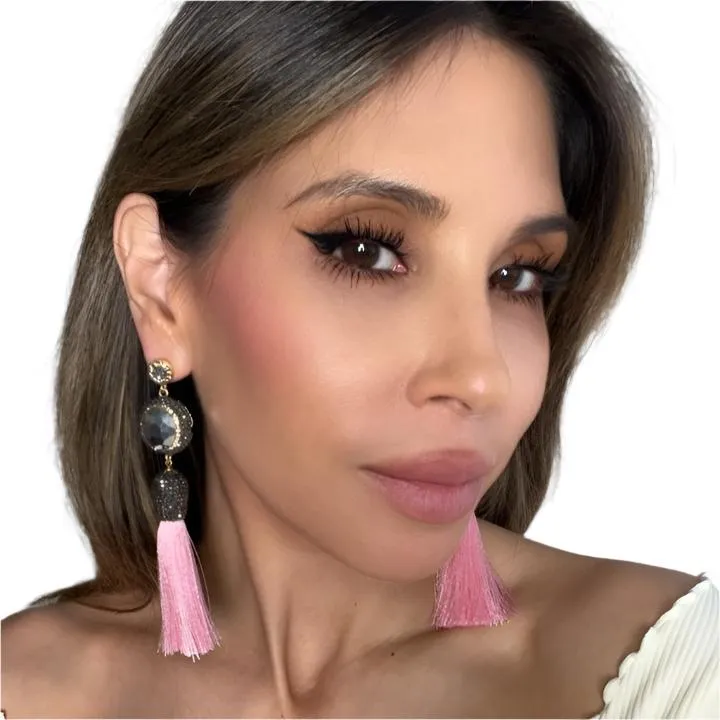 Gemstone & Crystal Tassel Earring