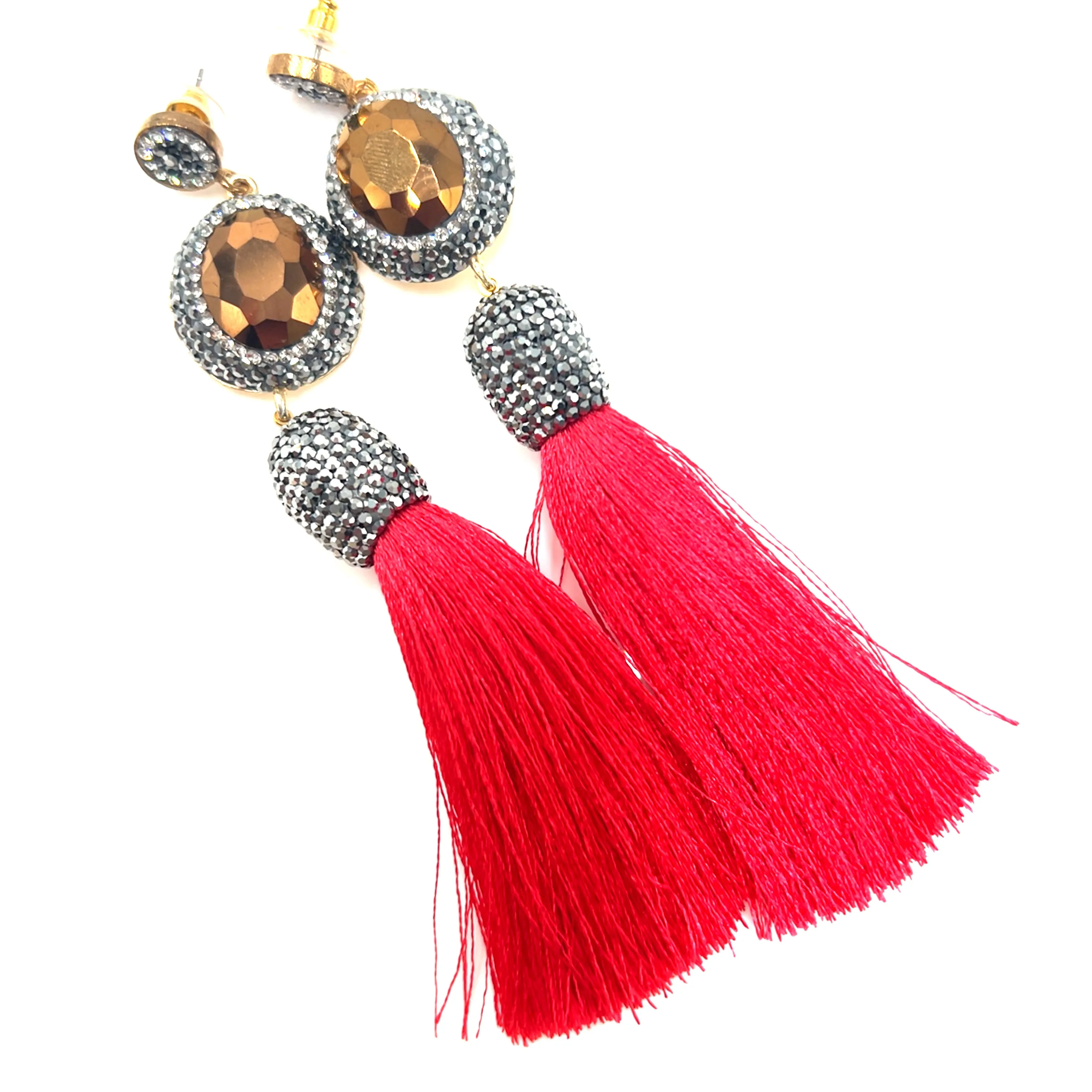 Gemstone & Crystal Tassel Earring