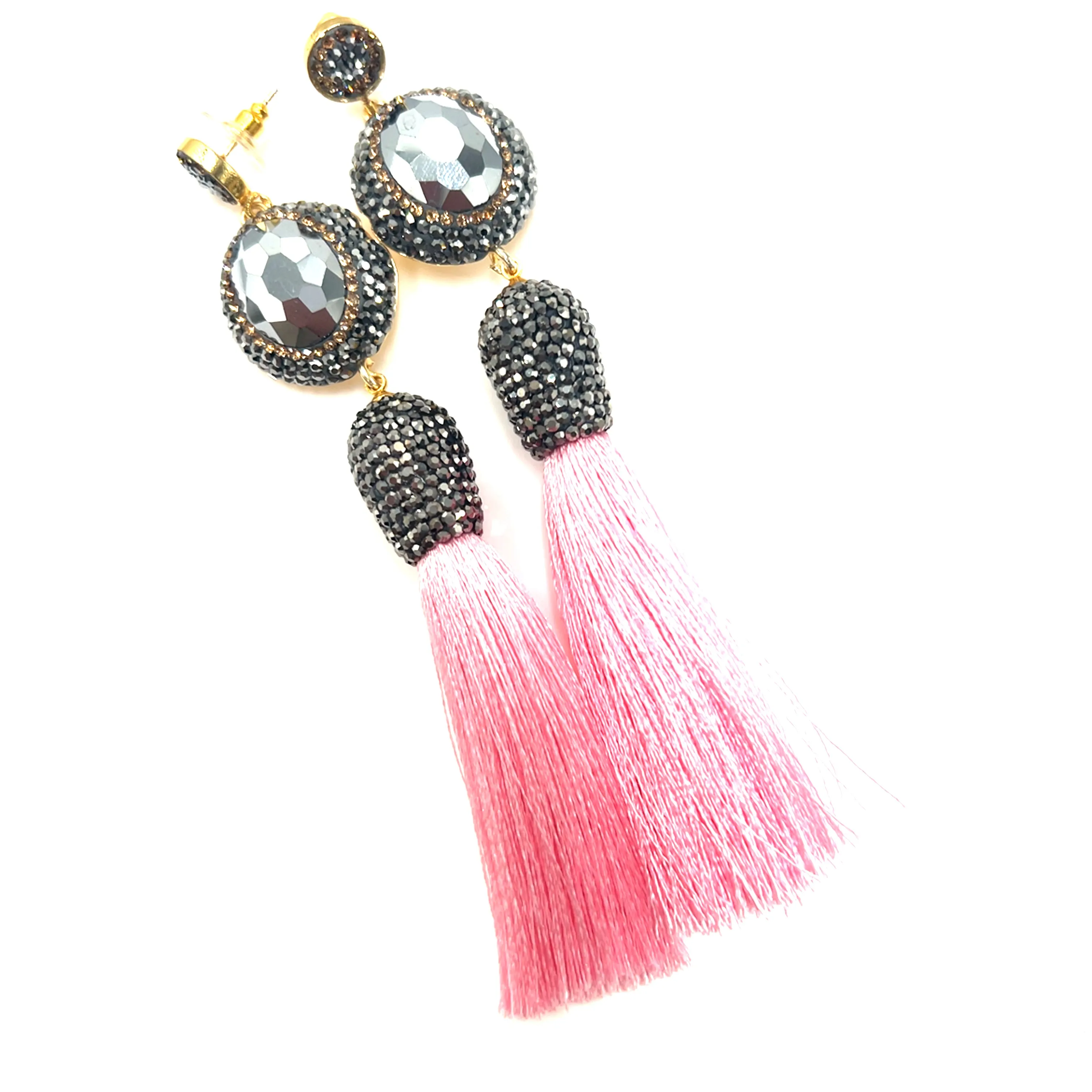 Gemstone & Crystal Tassel Earring