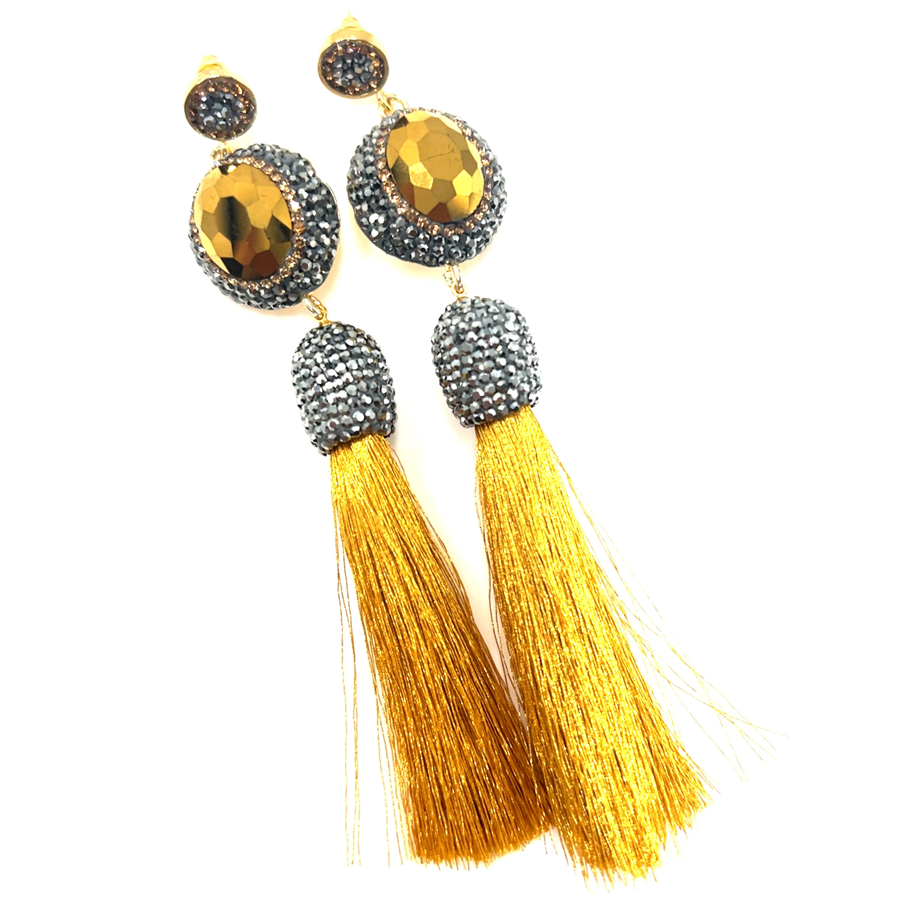 Gemstone & Crystal Tassel Earring