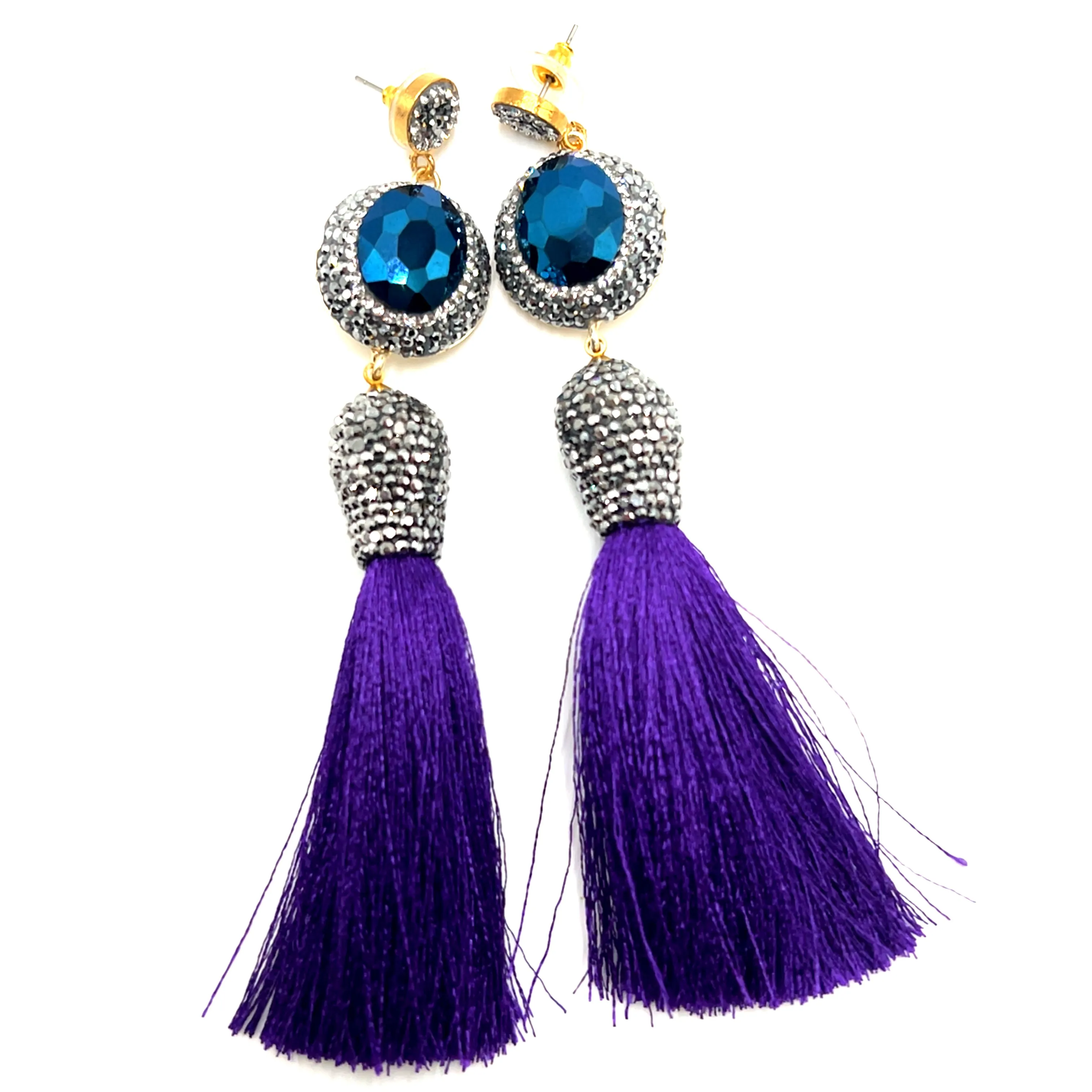 Gemstone & Crystal Tassel Earring