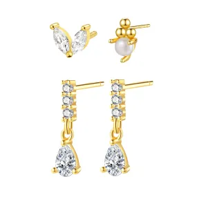 Gemstone and Pearl Earring Set Sterling Silver