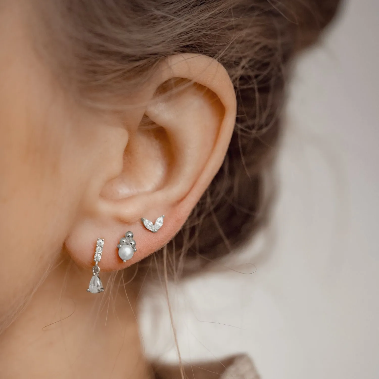 Gemstone and Pearl Earring Set Sterling Silver