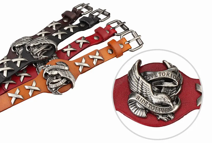 Genuine Leather Bracelets Cool Eagle fashion Men Women Bracelet Rock Punk Style Bracelet