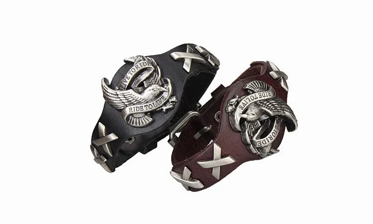Genuine Leather Bracelets Cool Eagle fashion Men Women Bracelet Rock Punk Style Bracelet