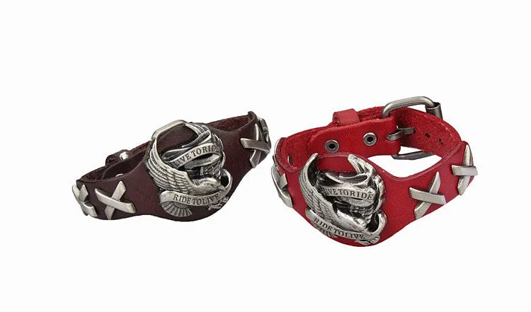 Genuine Leather Bracelets Cool Eagle fashion Men Women Bracelet Rock Punk Style Bracelet