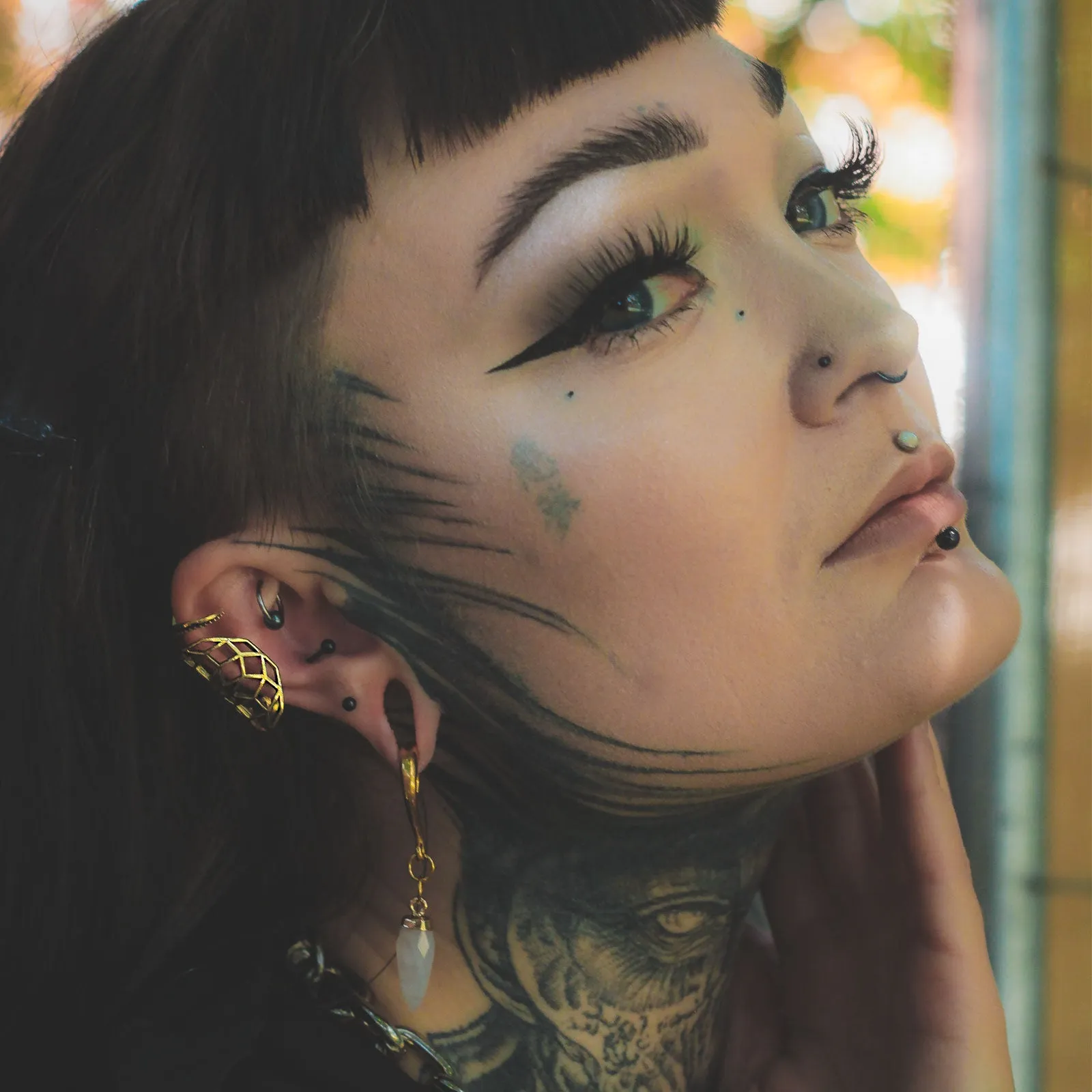 Geometric Flower Brass Ear Cuff
