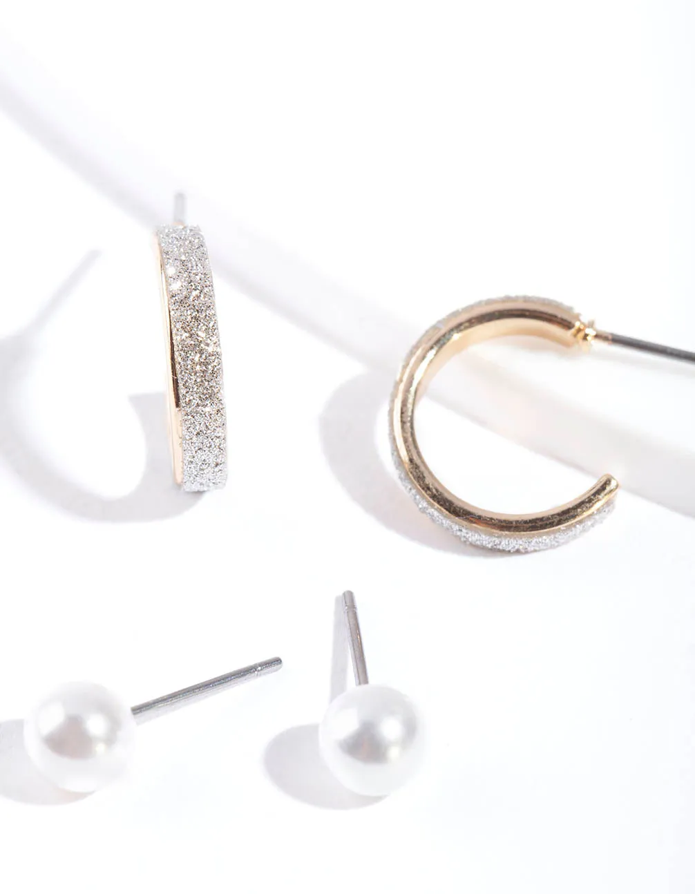 Gold Glitter Pearl Earring Pack