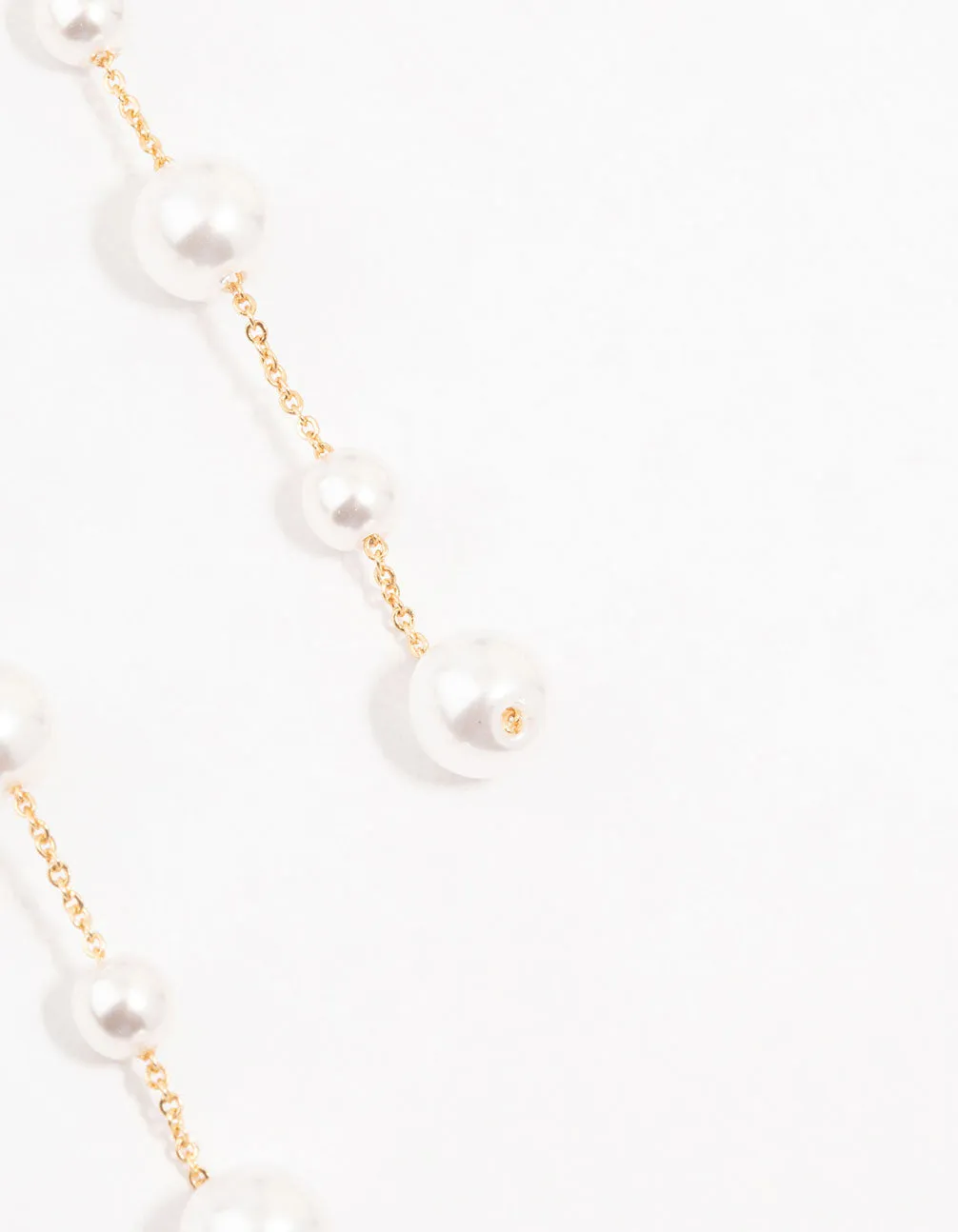 Gold Plated Baguette Station Mixed Pearl Earrings