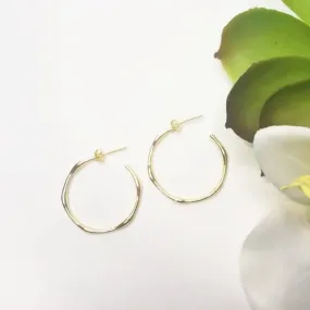 Gold Plated Large Beveled Hoops