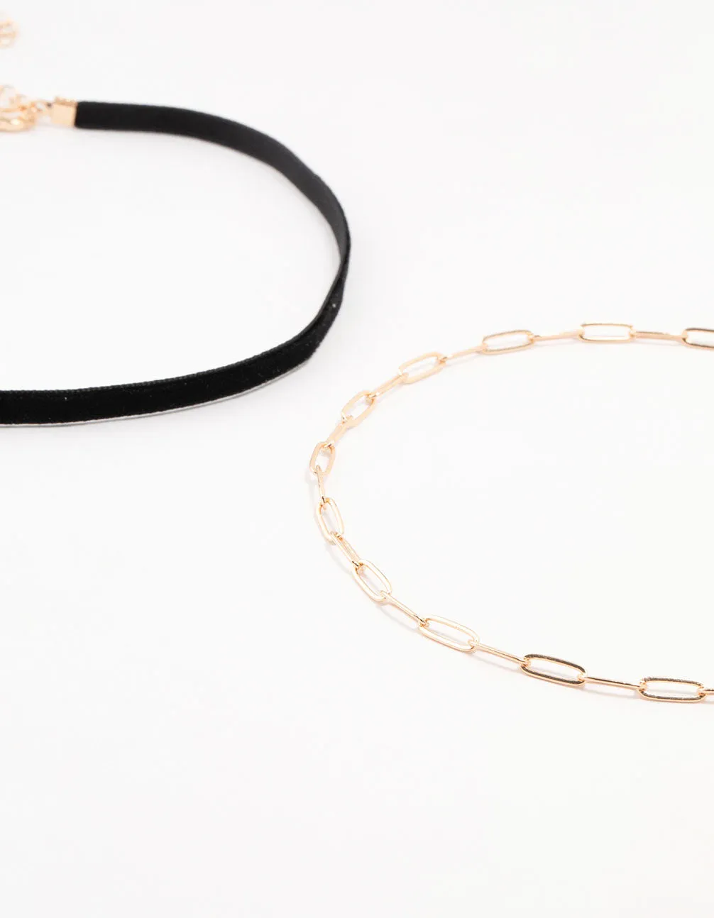 Gold Ribbon Puff Heart Chokers 3-Pack