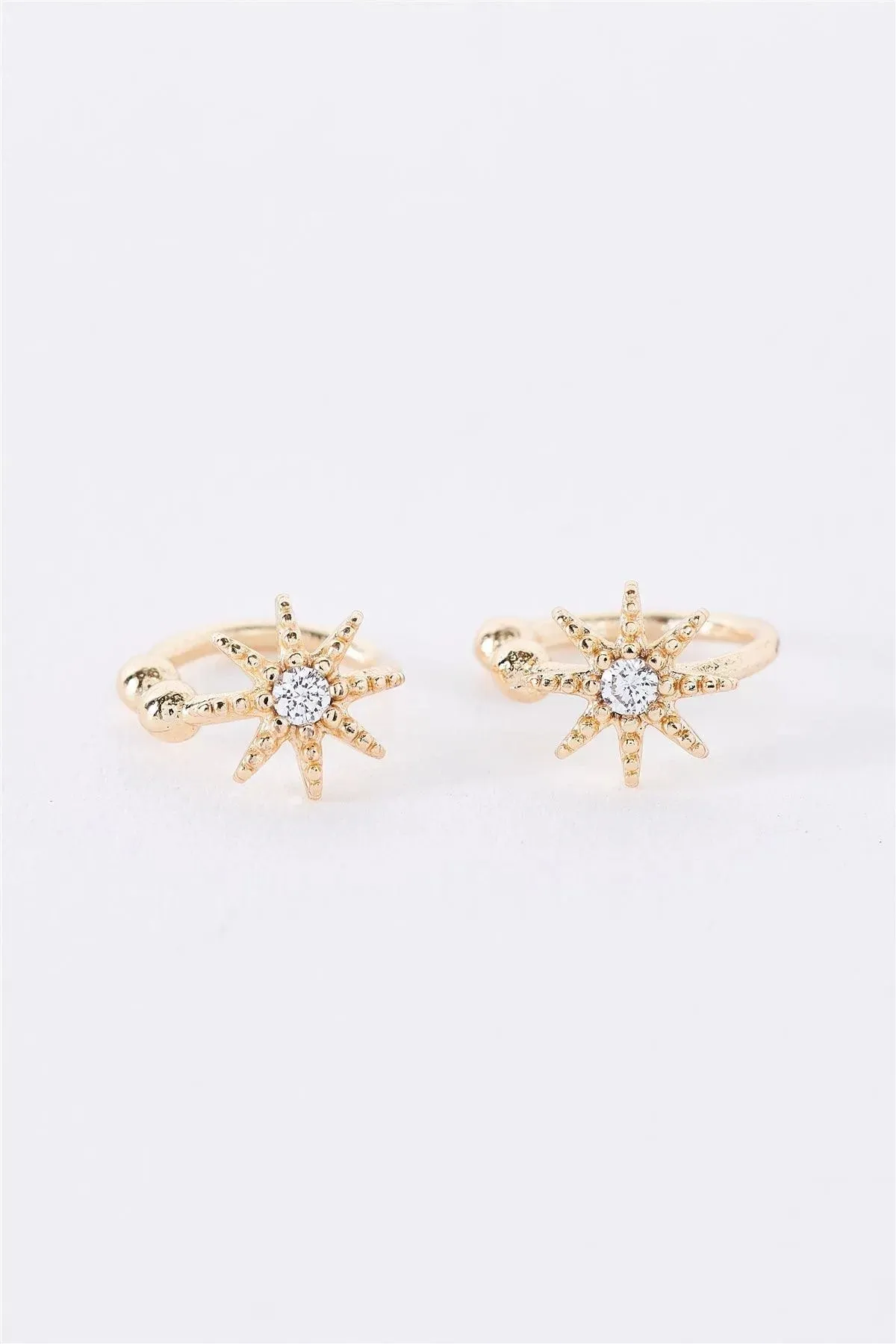 Gold Star Shaped Faux Dimond Small Helix Ear Clips