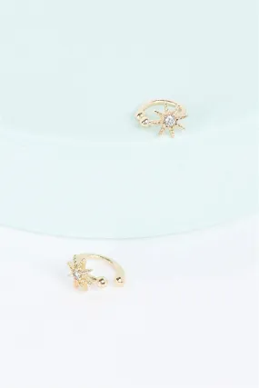 Gold Star Shaped Faux Dimond Small Helix Ear Clips