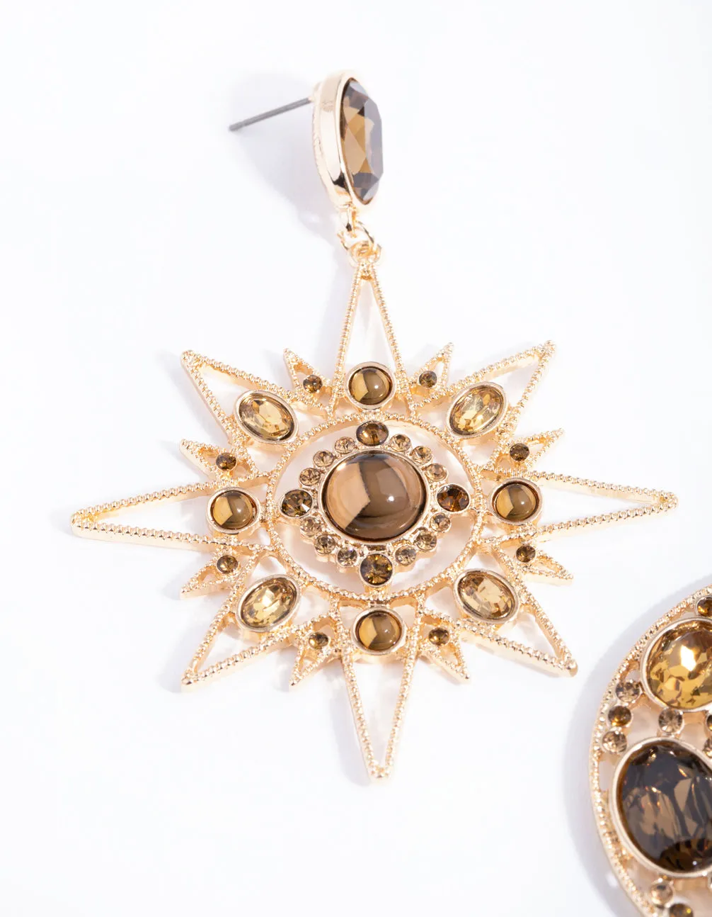 Gold Statement Star & Moon Earrings