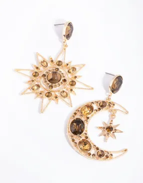 Gold Statement Star & Moon Earrings