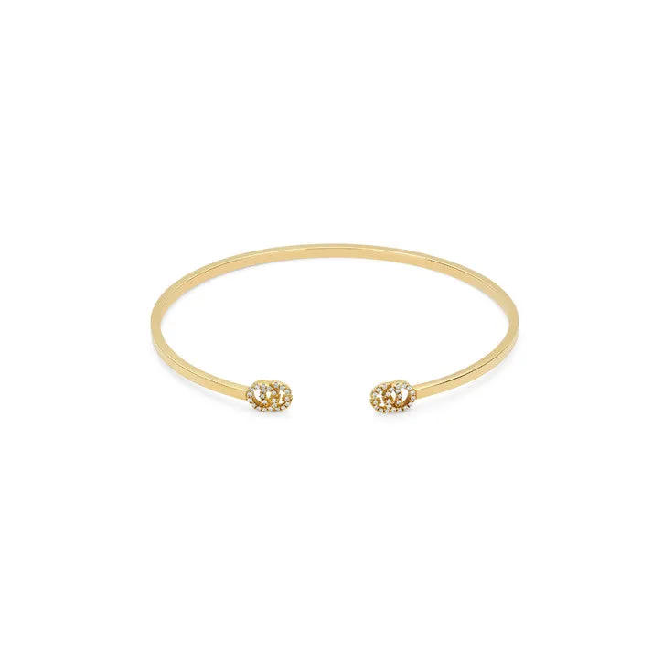 Gucci 18K Yellow Gold GG Diamond Cuff Bracelet