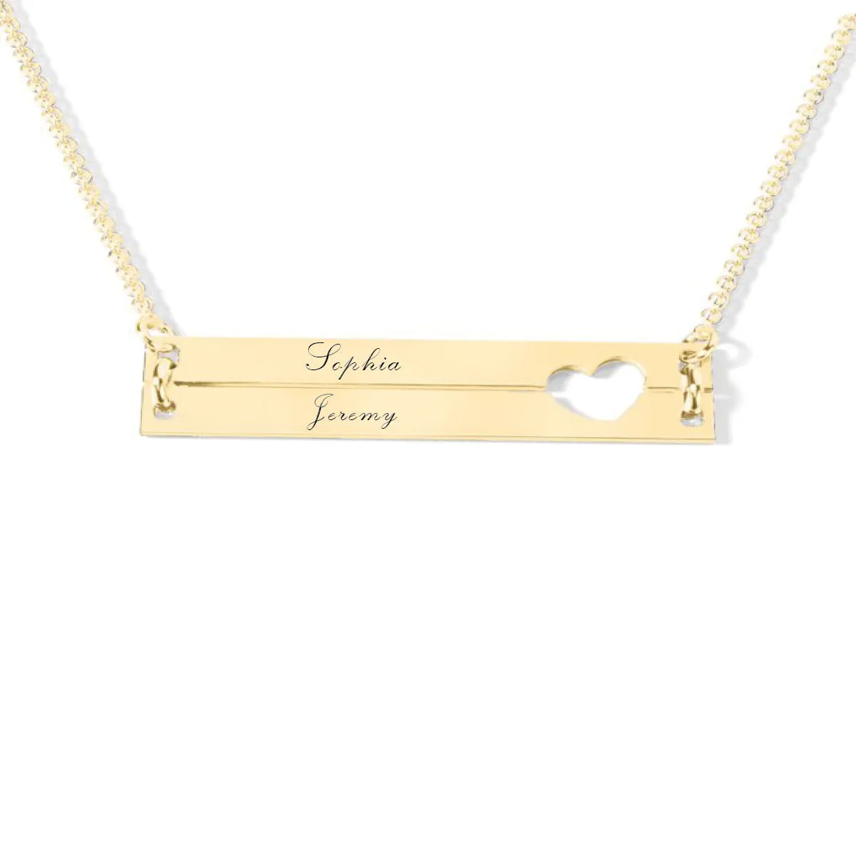 Heart Cutout Necklace ‖ Double Bar Necklace ‖ Engraved Bar Necklace ‖ Mom  Necklace ‖ Minimalist Necklace ‖ Custom Engraving