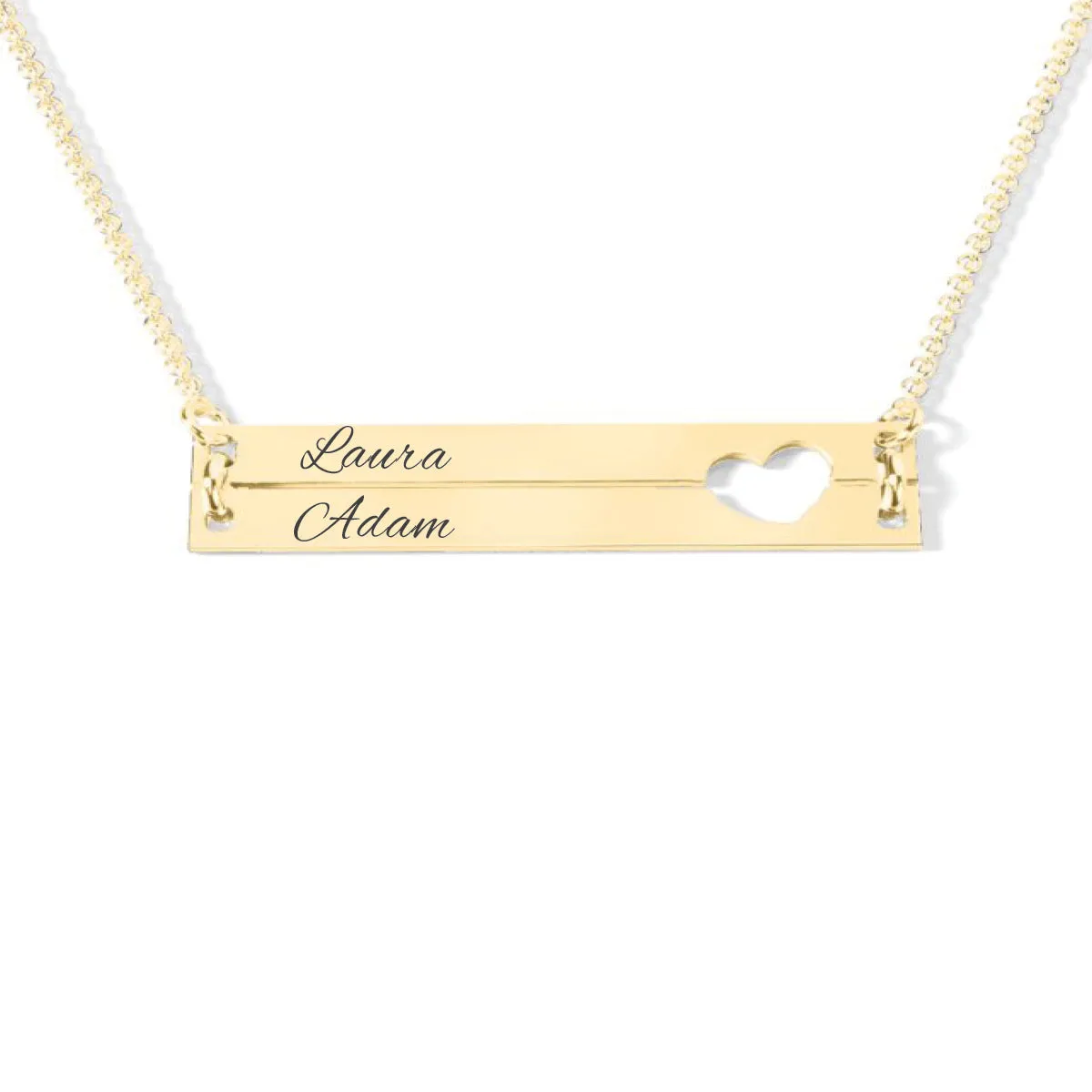 Heart Cutout Necklace ‖ Double Bar Necklace ‖ Engraved Bar Necklace ‖ Mom  Necklace ‖ Minimalist Necklace ‖ Custom Engraving