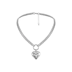 Heart Pendant Metal Chain Style Choker Necklaces