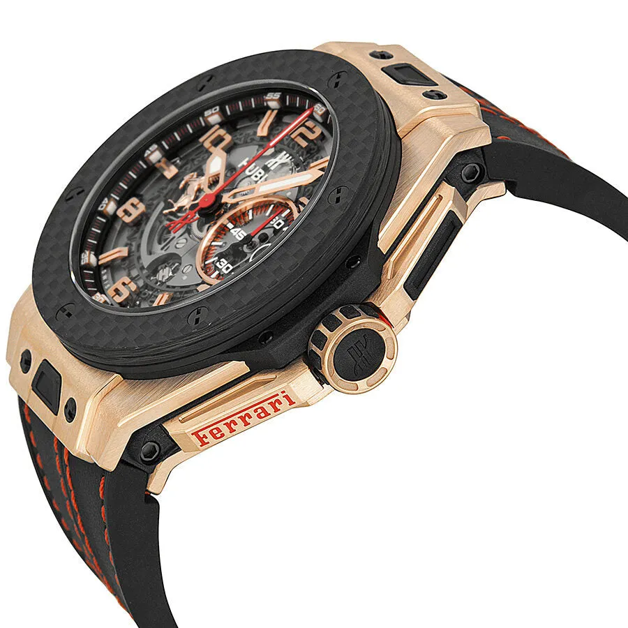Hublot Ferrari King Automatic Openwork Dial 18kt Rose Gold Men's Watch 401.OQ.0123.VR