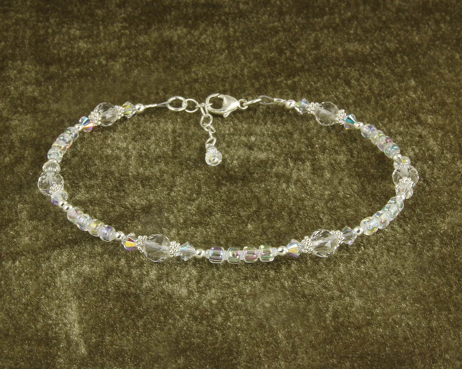 Iridescent Crystal Gemstone Beaded Anklet