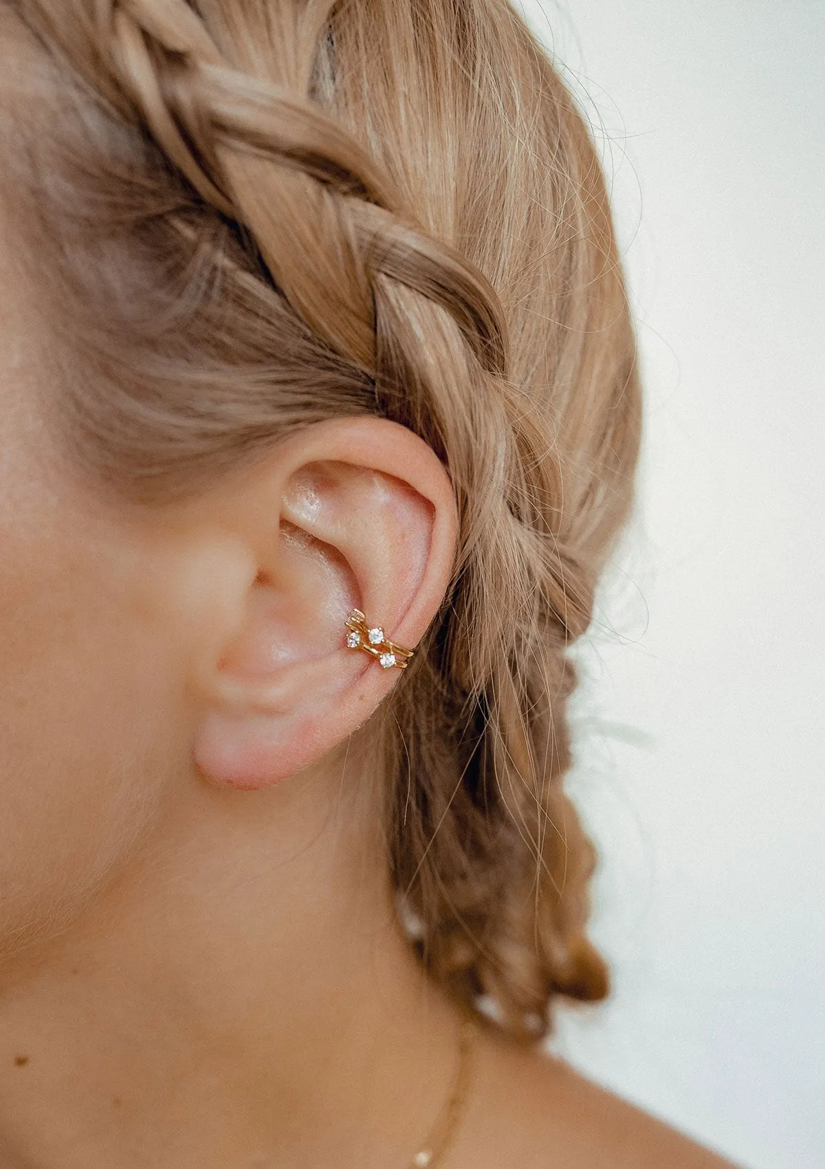 Jeweled Band Ear Cuff Sterling Silver Gold