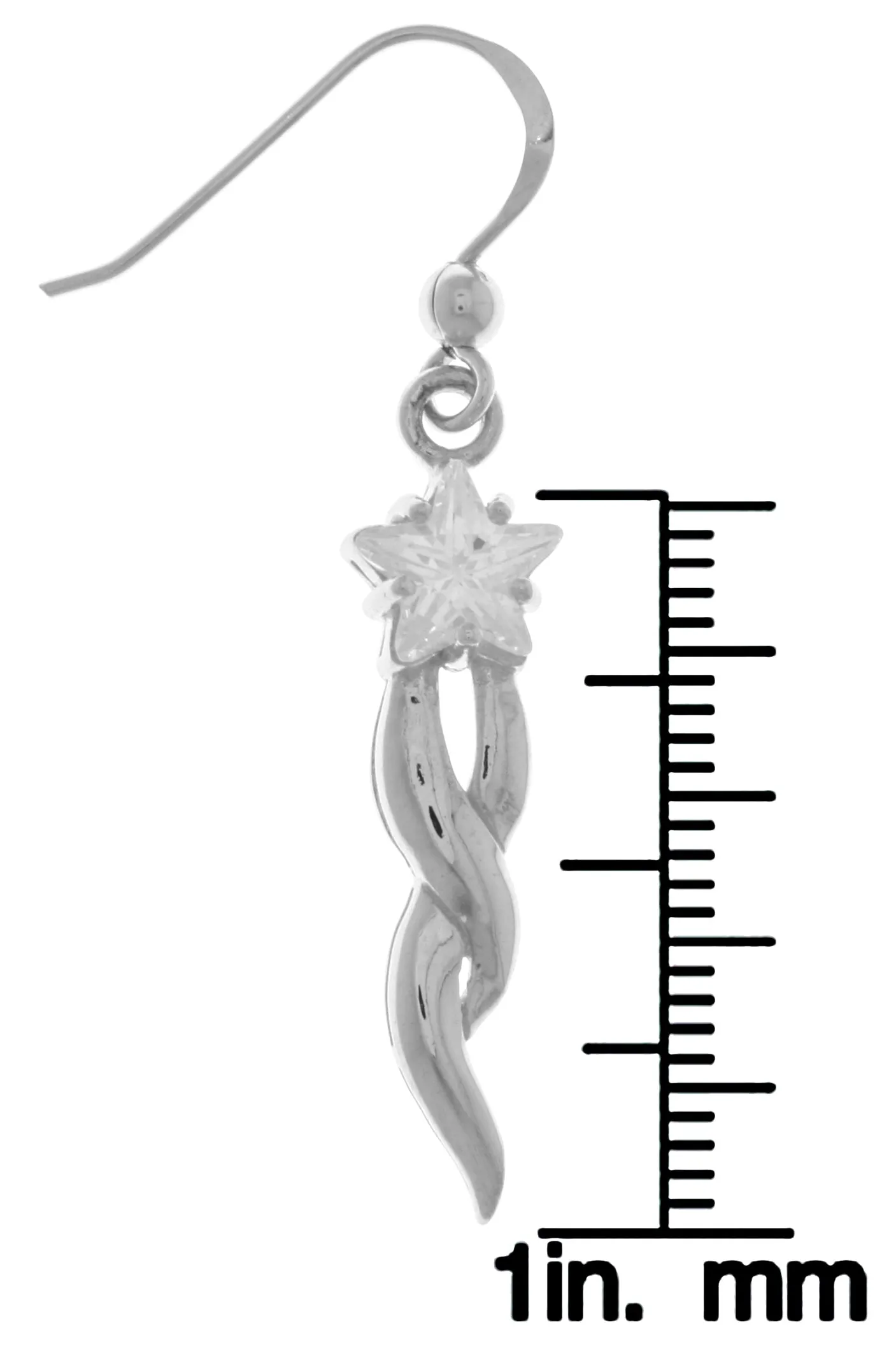 Jewelry Trends Sterling Silver Shooting Star Dangle Earrings with Clear CZ