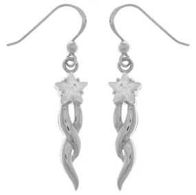 Jewelry Trends Sterling Silver Shooting Star Dangle Earrings with Clear CZ