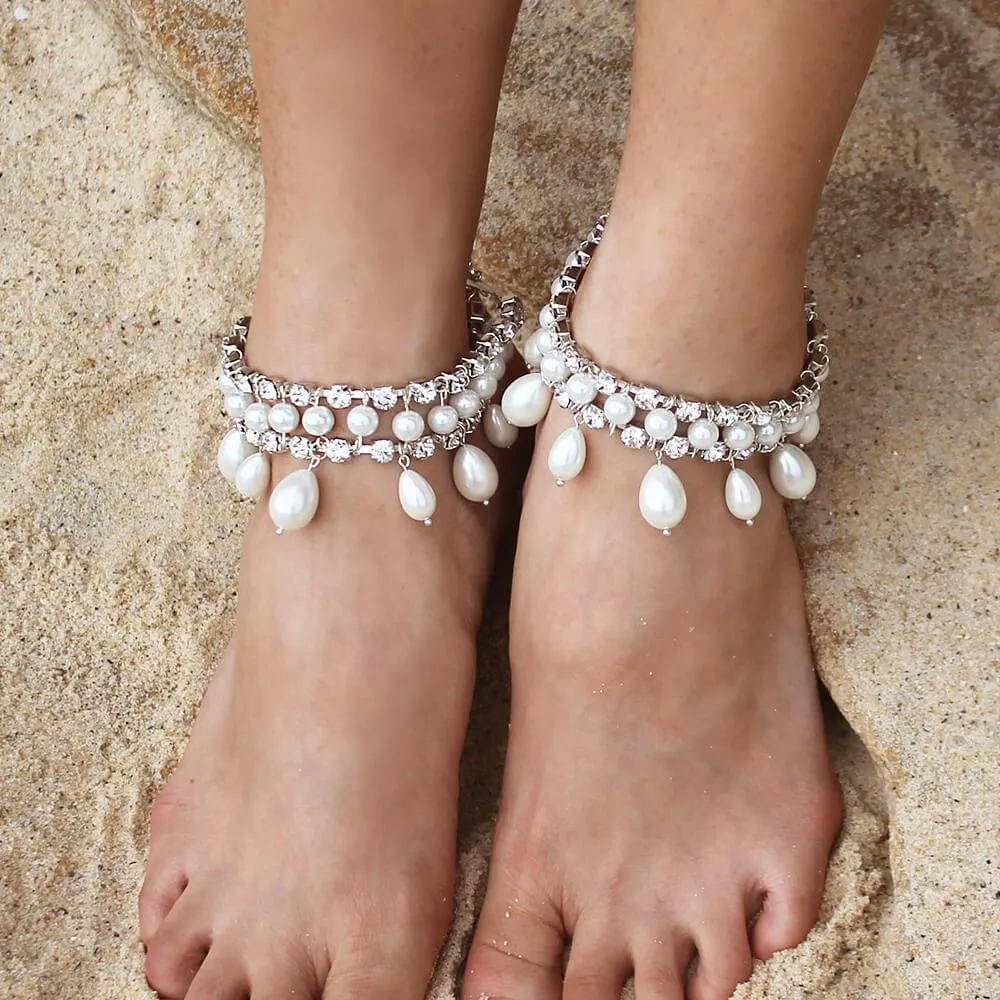 Juno Bohemian Bridal Pearl Anklets