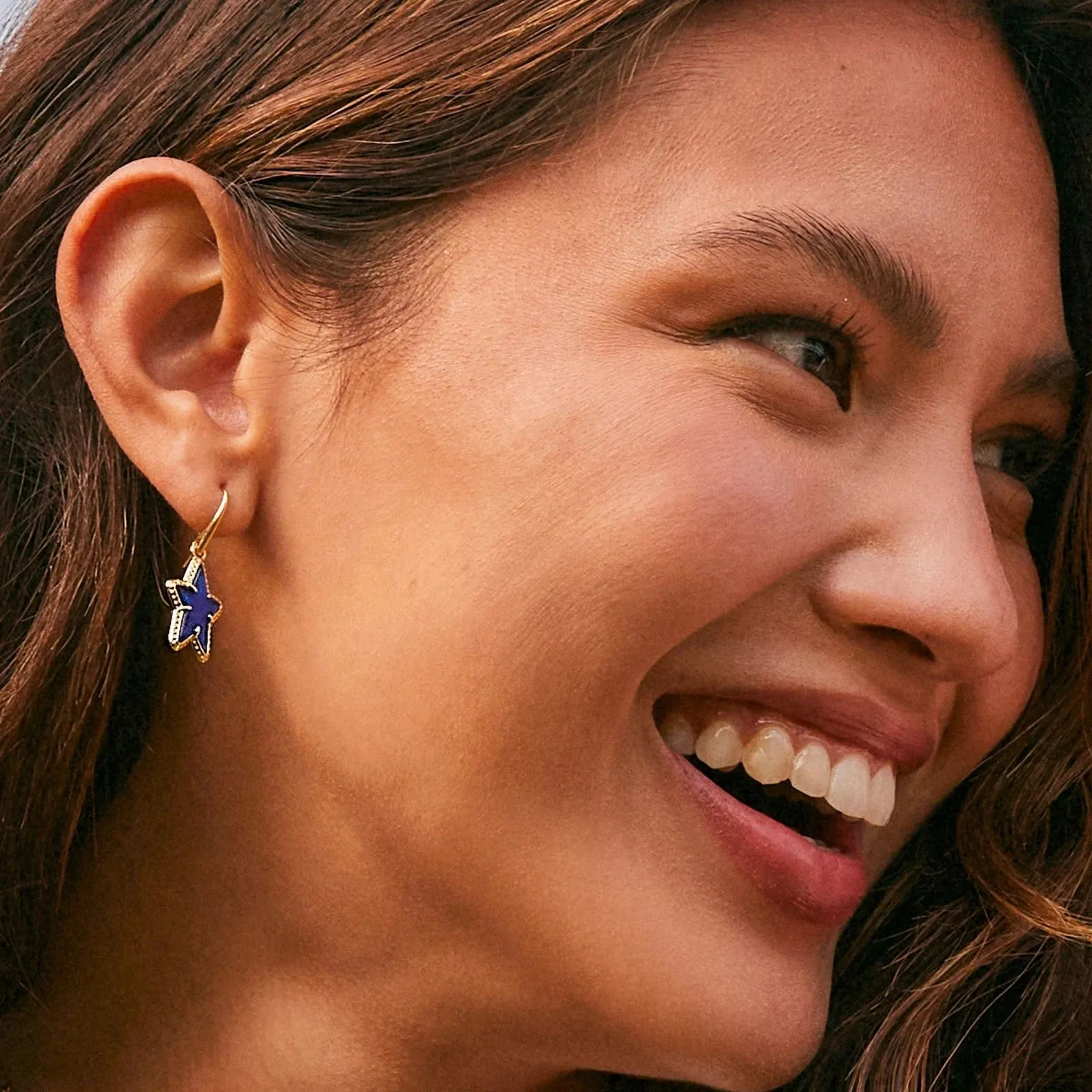 Kendra Scott | Ada Gold Small Star Drop Earrings in Cobalt Blue Illusion
