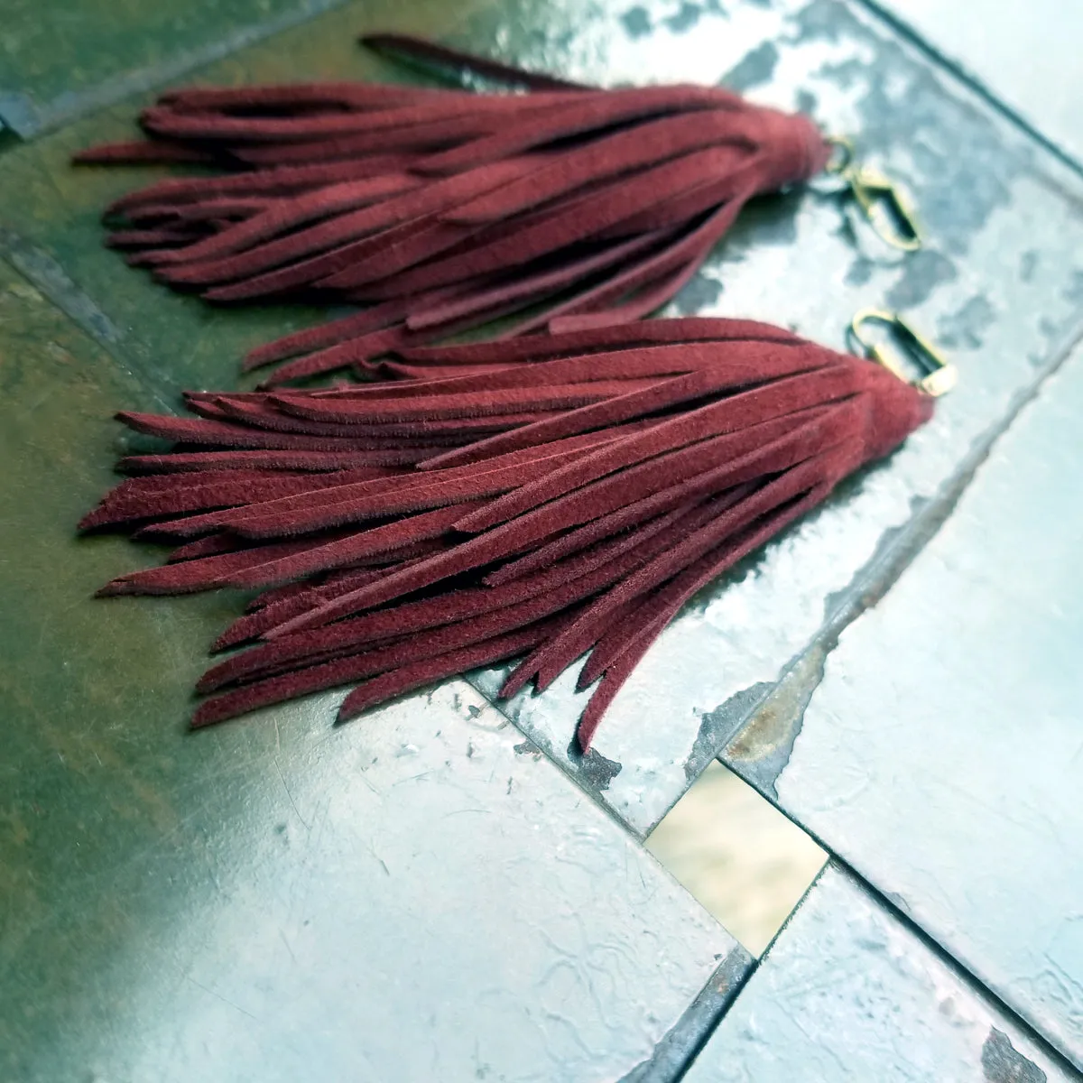 Kimani Luxe Suede Leather 5" Long Tassel Earrings