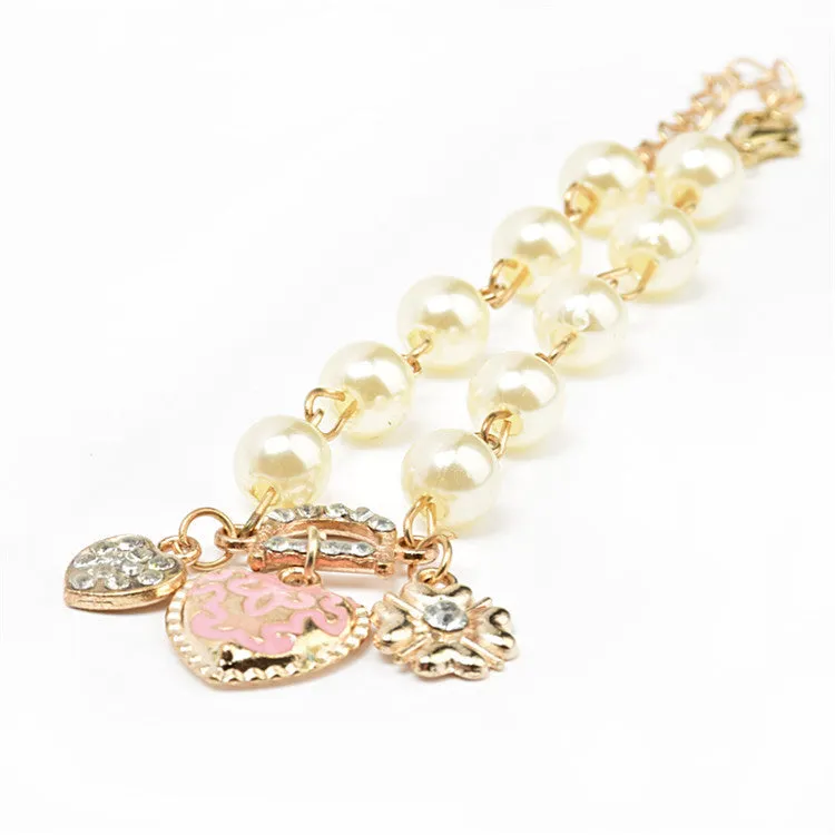 Lackingone Hot Sale New Arrivals Bracelets for women,Korean style Heart flower letter D pendant Charm Bracelet