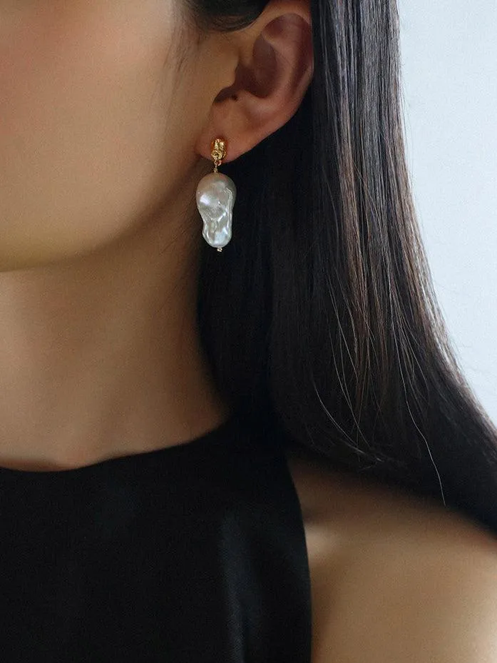 Lava Metal Baroque Pearl Drop Earrings