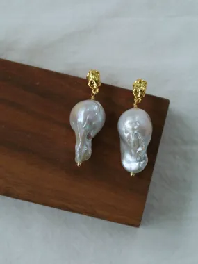 Lava Metal Baroque Pearl Drop Earrings
