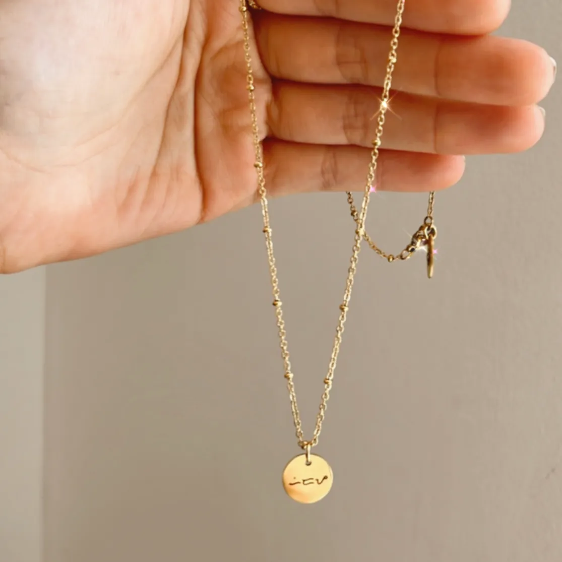 Lazer Engraved 11MM Monogram Disc with Mini Beaded Chain