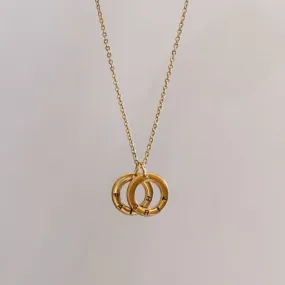 Lazer Engraved Double Ring Necklace (8 characters)